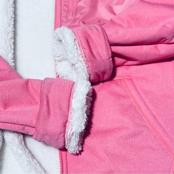 Lands End Salmon Hooded Fleece Jacket Full Zip Size XL - Picture 7 of 9